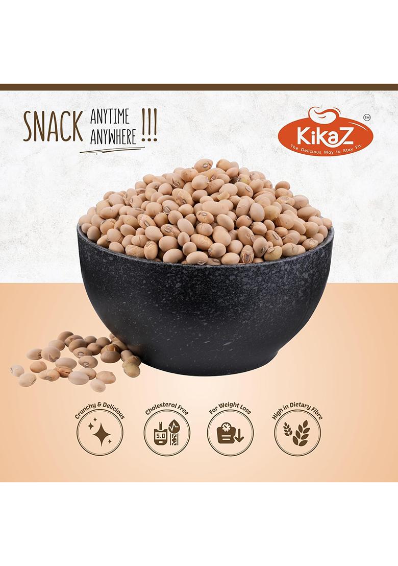 Kikaz Roasted Soyabean 400G Pack Of 2 Jar (200G Each) | Simply Salted Flavored | High Protein, Vegan & Gluten-Free | Roasted Not Fried |Tasty, Crunchy, Healthy Namkeen Snack | Roasted Soya Nuts