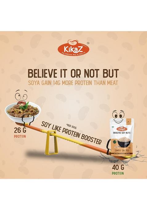 Kikaz Roasted Soyabean 400G Pack Of 2 Jar (200G Each) | Simply Salted Flavored | High Protein, Vegan & Gluten-Free | Roasted Not Fried |Tasty, Crunchy, Healthy Namkeen Snack | Roasted Soya Nuts