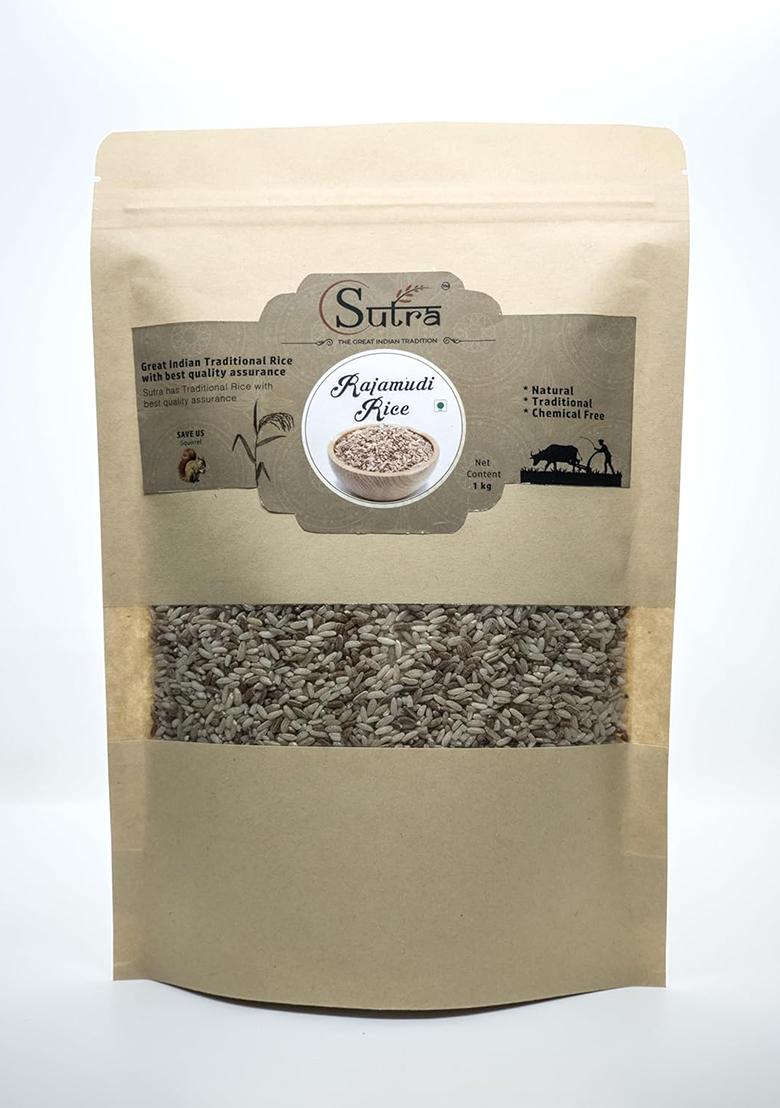 Sutra Rajamudi Rice 1Kg|Semi-Polished|Control Diabetes|No Pesticides & Chemical Free Rice,