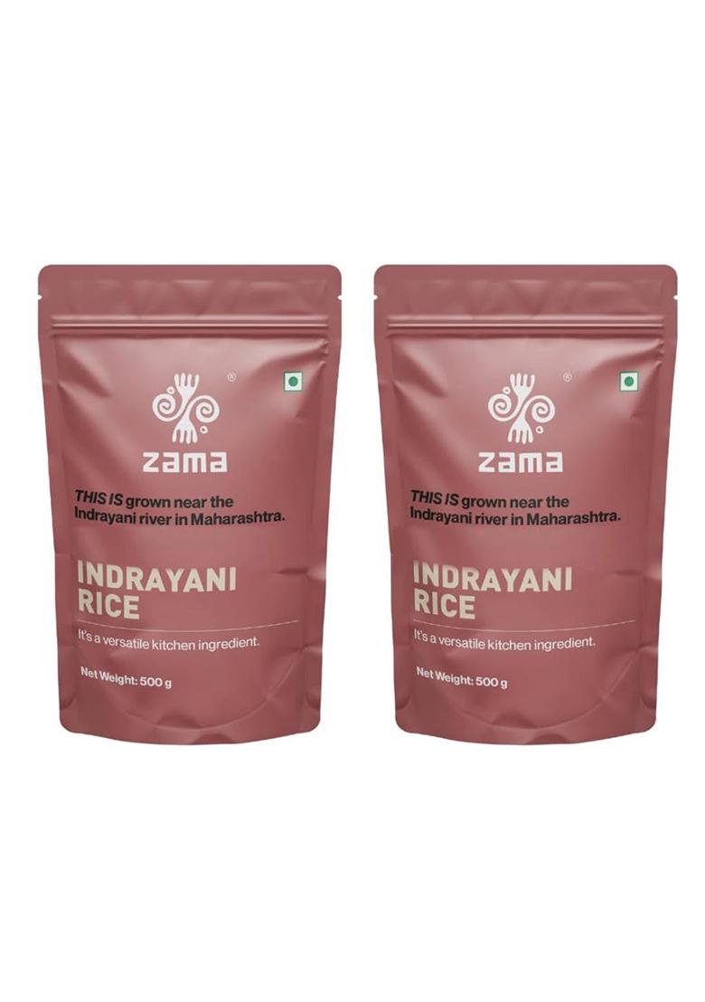 Zama Organics Indrayani Rice 500G Pack Of 2 | | Premium, Aromatic Grain | Gluten-Free, Easy To Digest | Rich In Nutrients | Ideal For Traditional Dishes | Grown By Farmers In Maharashtra