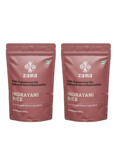 Zama Organics Indrayani Rice 500G Pack Of 2 | | Premium, Aromatic Grain | Gluten-Free, Easy To Digest | Rich In Nutrients | Ideal For Traditional Dishes | Grown By Farmers In Maharashtra