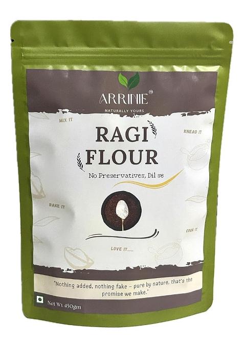 Arrinie Premium Ragi Flour (450G) | 100% Natural & Gluten-Free | Stone-Grounded Nachni Atta | Rich In Calcium, Iron & Fiber