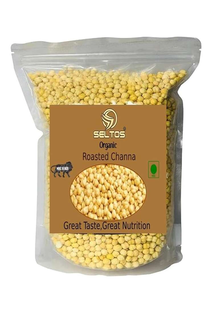 Seltos Organics Roasted Whole Chana 900G | Premium Desi Chickpeas Without Husk | Unsalted Bhuna Chana | High Protein Fiber Low Carb Snack | Non-Fried No Oil Healthy Diet Food, Roasted Chana Whole Without Skin.. - Indya