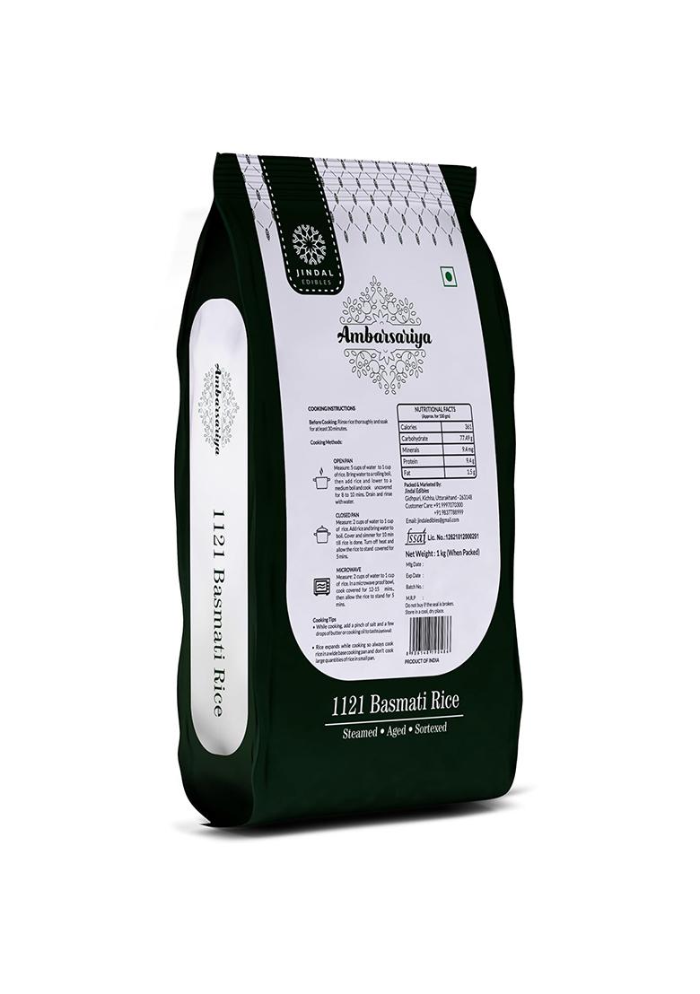 Ambarsariya (1121) Basmati Rice 1Kg | Guaranteed Long-Grain Rice | Fluffy, Aromatic & Tasty Basmati