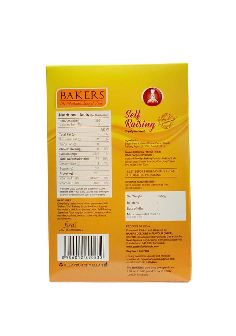 Bakers Self Raising Flour | Good For Cakes, Bread, Homebakers, Light & Heavy | Smooth & Lump Free Preparation | Tasty Snacks | Pack Of 3 (500 Gm X 3)