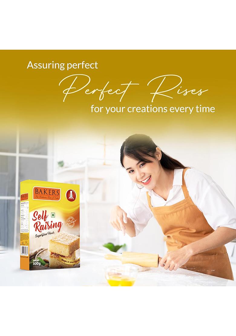 Bakers Self Raising Flour | Good For Cakes, Bread, Homebakers, Light & Heavy | Smooth & Lump Free Preparation | Tasty Snacks | Pack Of 3 (500 Gm X 3)