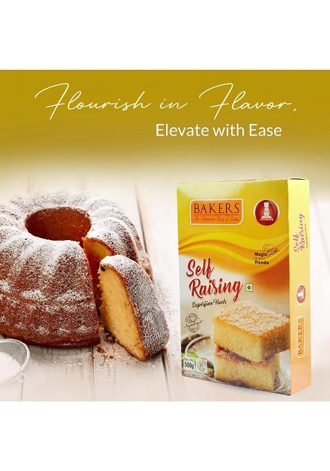 Bakers Self Raising Flour | Good For Cakes, Bread, Homebakers, Light & Heavy | Smooth & Lump Free Preparation | Tasty Snacks | Pack Of 3 (500 Gm X 3)