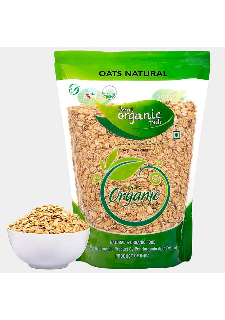 Pearl Organic Fresh Rolled Oats 800Gm | Gluten-Free And Organic | Premium Golden Rolled Oats With No Added Sugar | Healthy Wholegrain Food For Weight Management, Energy & Heart Health | Ideal For Breakfast & Diet Plans - Indya