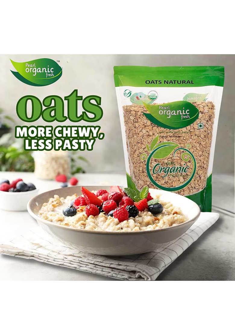 Pearl Organic Fresh Rolled Oats 800Gm | Gluten-Free And Organic | Premium Golden Rolled Oats With No Added Sugar | Healthy Wholegrain Food For Weight Management, Energy & Heart Health | Ideal For Breakfast & Diet Plans - Indya