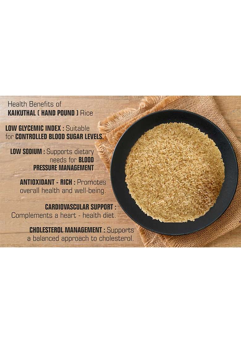 Aranyaka Ponni Kaikuthal (Hand-Pounded) Brown Rice (1Kg) | (Medium Grain,Unpolished, Boiled) | Brown Chawal | Loaded With Dietary Fiber And Nutrients| 1Kg - Indya