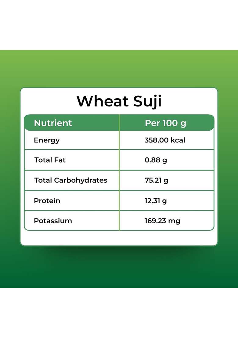 Orasure Organic Wheat Suji - 500G (Pack Of 1) | High Fibre | Natural And Organic Suji | Purity In Every Spoon | Fine And Heart Healthy - Indya