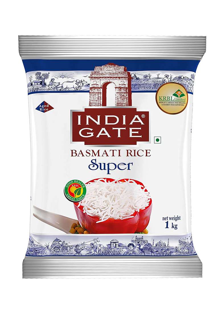 India Gate Basmati Rice Super, 1Kg - Indya