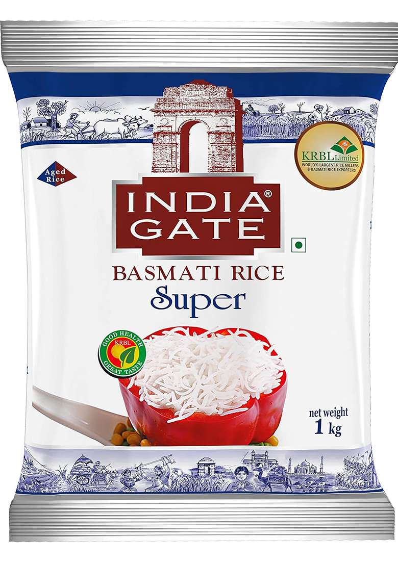 India Gate Basmati Rice Super, 1Kg - Indya