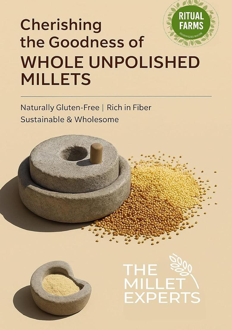 Ritual Farms Foxtail Millet Flour 1Kg Pack – Milled Foxtail Millet For Chapati, Dosa, And Cooking Preparations (1Kg)