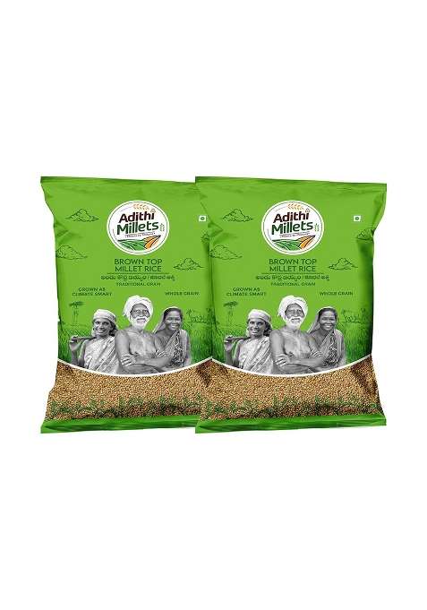 Adithi Millets Browntop Millet Rice 1Kg (500G X 2 Pack) | Choti Kangni/Andu Korralu/Korale | Unpolished Whole Grain | Stone-Free | High Fiber & Protein | Natural & Healthy