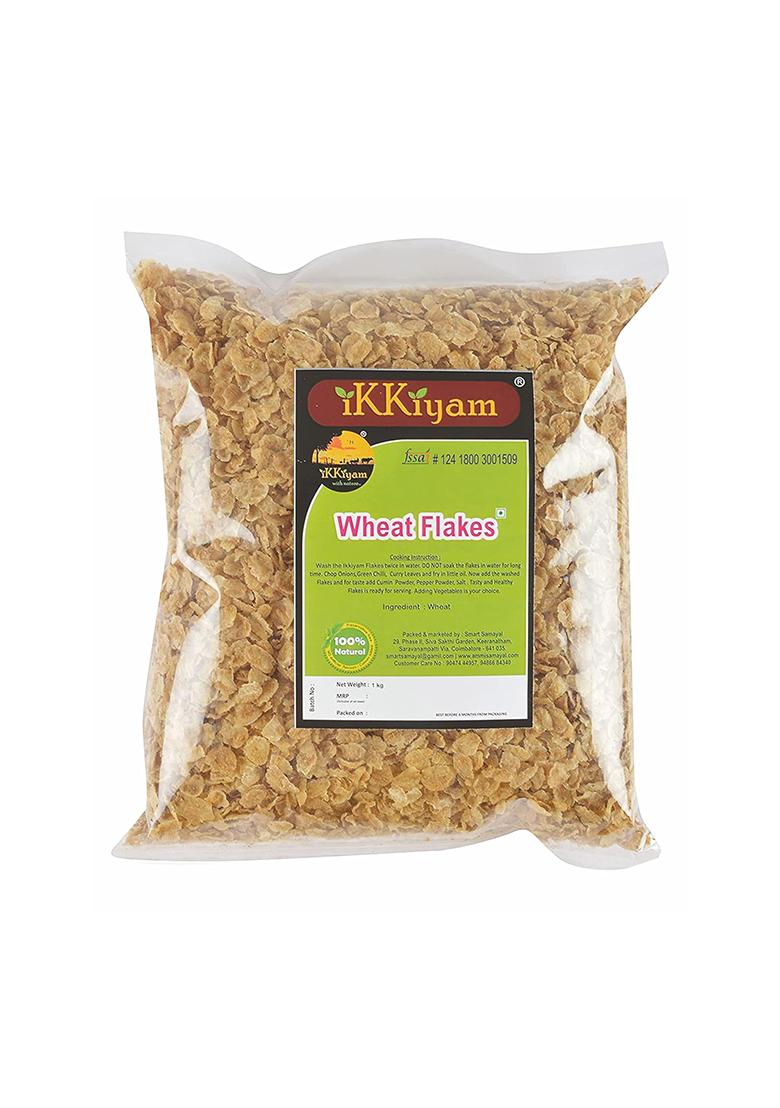 Ikkiyam Wheat Flakes (Poha) | Cereal Millet Flakes | Rich In Dietary Fiber | Whole Grain Poha | Premium Allergen-Free Breakfast | Homemade Style To Reduce Cholesterol | 1 Kg Pack