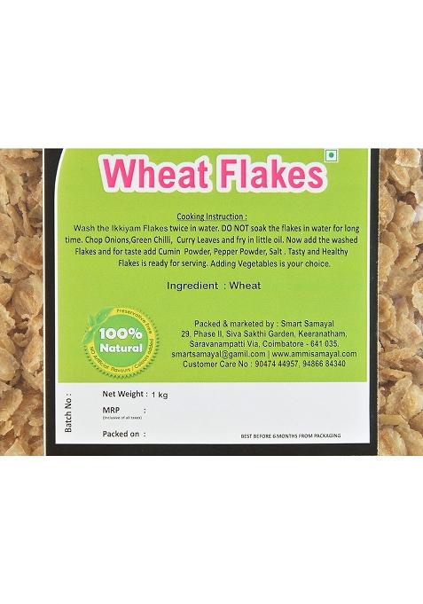 Ikkiyam Wheat Flakes (Poha) | Cereal Millet Flakes | Rich In Dietary Fiber | Whole Grain Poha | Premium Allergen-Free Breakfast | Homemade Style To Reduce Cholesterol | 1 Kg Pack