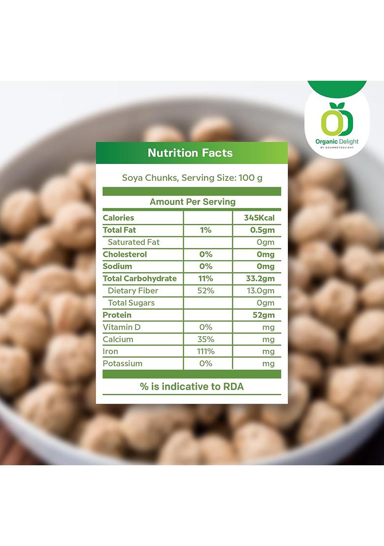 Organic Soya Chunks Big 900Gm By Organic Delight Usda Certified Healthy & Tasty Soya Bean Chunks With Natural High Protein Source Of Dietary High Fiber Fresh Wadi 900 Gm