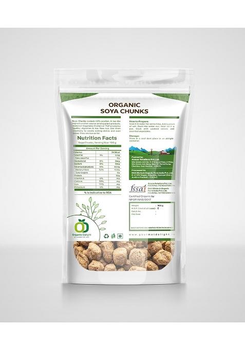 Organic Soya Chunks Big 900Gm By Organic Delight Usda Certified Healthy & Tasty Soya Bean Chunks With Natural High Protein Source Of Dietary High Fiber Fresh Wadi 900 Gm
