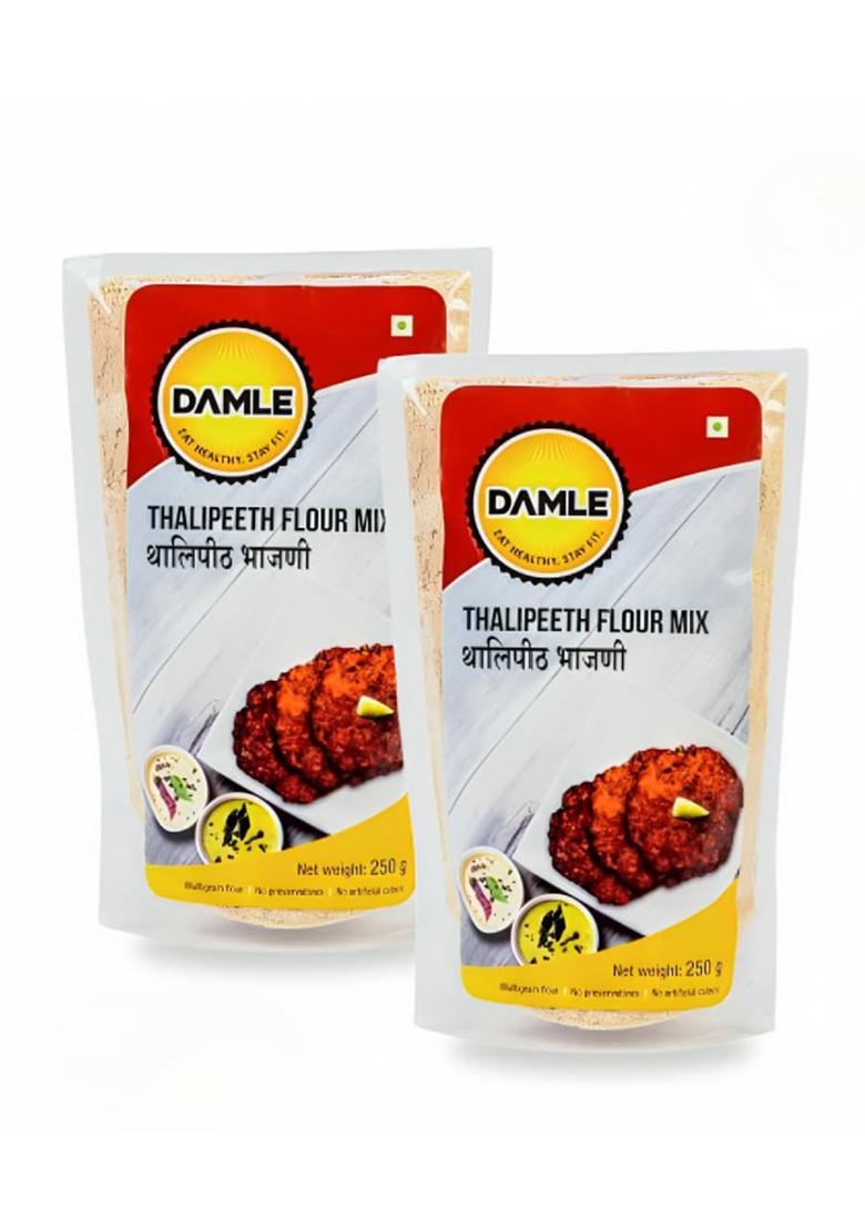 Thalipeeth Bhajani Atta, Instant Thalipeeth Mix From Damle With 18 Healthy Grains, Protein-Rich Multi Grain Flour, No Preservatives, 500Gm Pack Of 2 (250Gm Each)