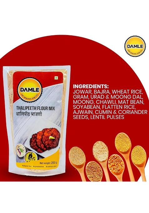 Thalipeeth Bhajani Atta, Instant Thalipeeth Mix From Damle With 18 Healthy Grains, Protein-Rich Multi Grain Flour, No Preservatives, 500Gm Pack Of 2 (250Gm Each)