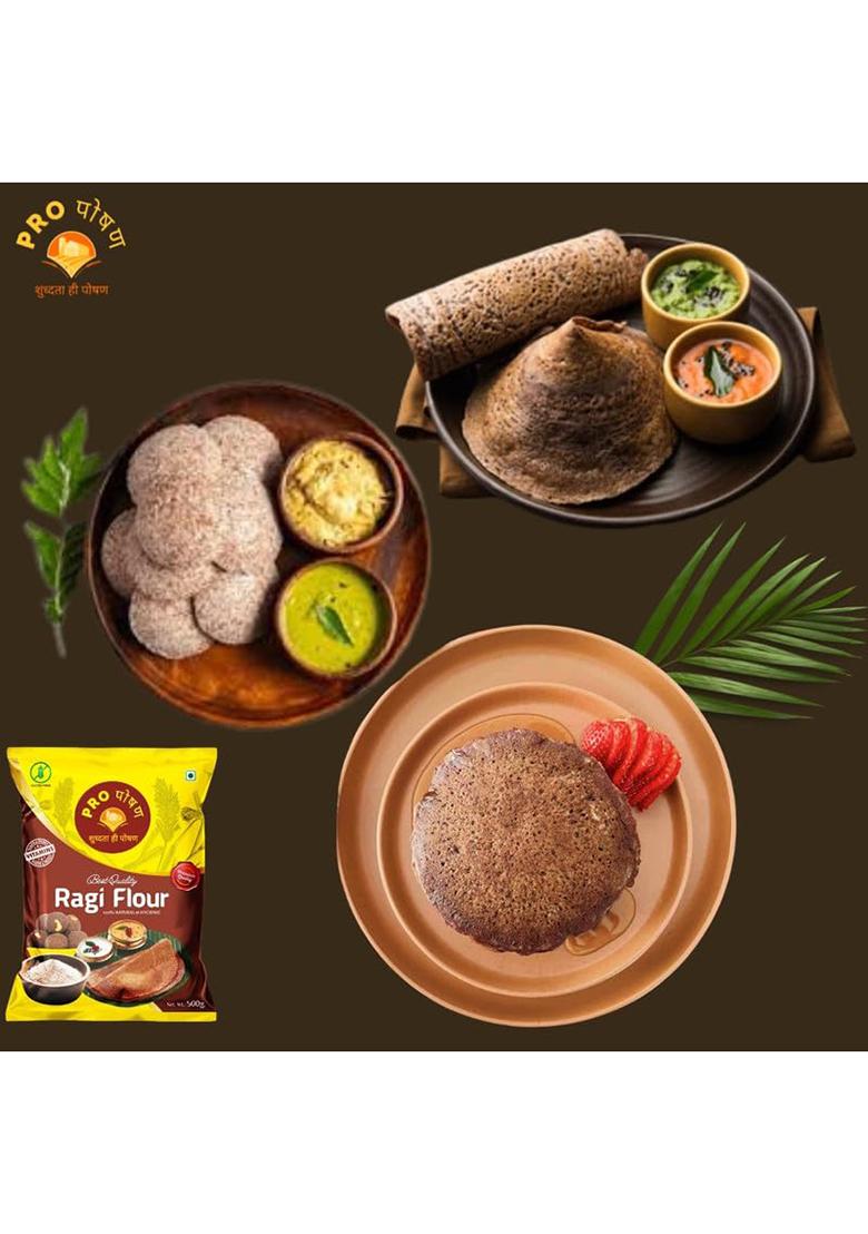 Pro Poshan Ragi Flour 500 Gm Pack Of 2 | 100% Pure & Natural | High In Fibre & Protein | Gluten-Free | Rich In Calcium & Iron