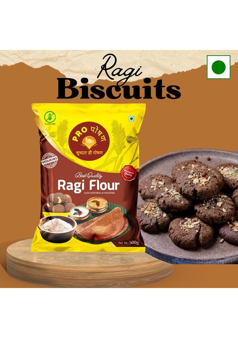 Pro Poshan Ragi Flour 500 Gm Pack Of 2 | 100% Pure & Natural | High In Fibre & Protein | Gluten-Free | Rich In Calcium & Iron