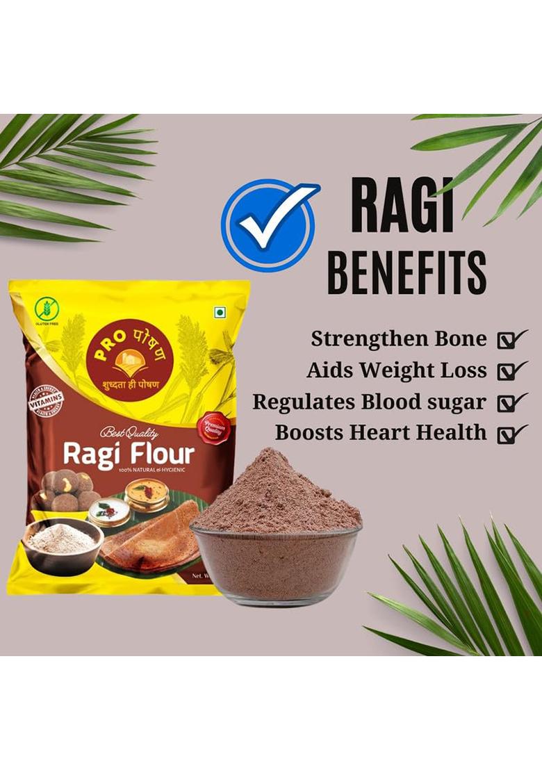 Pro Poshan Ragi Flour 500 Gm Pack Of 2 | 100% Pure & Natural | High In Fibre & Protein | Gluten-Free | Rich In Calcium & Iron