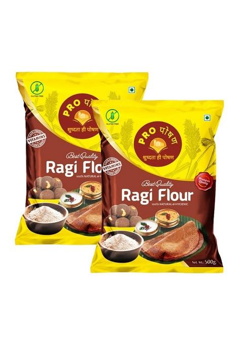 Pro Poshan Ragi Flour 500 Gm Pack Of 2 | 100% Pure & Natural | High In Fibre & Protein | Gluten-Free | Rich In Calcium & Iron