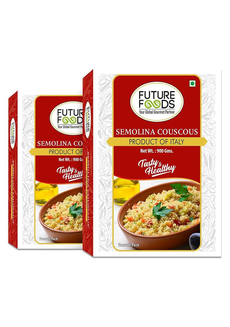 Future Foods Semolina Couscous 900G (Pack Of 2)| Mild And Neutral Taste | Light And Fluffy Texture | Good Fiber Source | With Multiple Health Benefits | Helps Lower Cholesterol