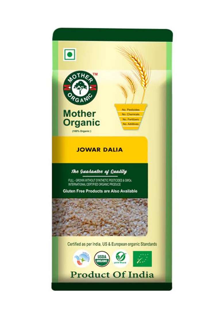Mother Organic Organic Jowar Dalia For Balanced Diet | Natural Sorghum Cracked Cereal | Rich In Antioxidants & Essential Nutrients | Great For Diabetics 500 Gr - Indya