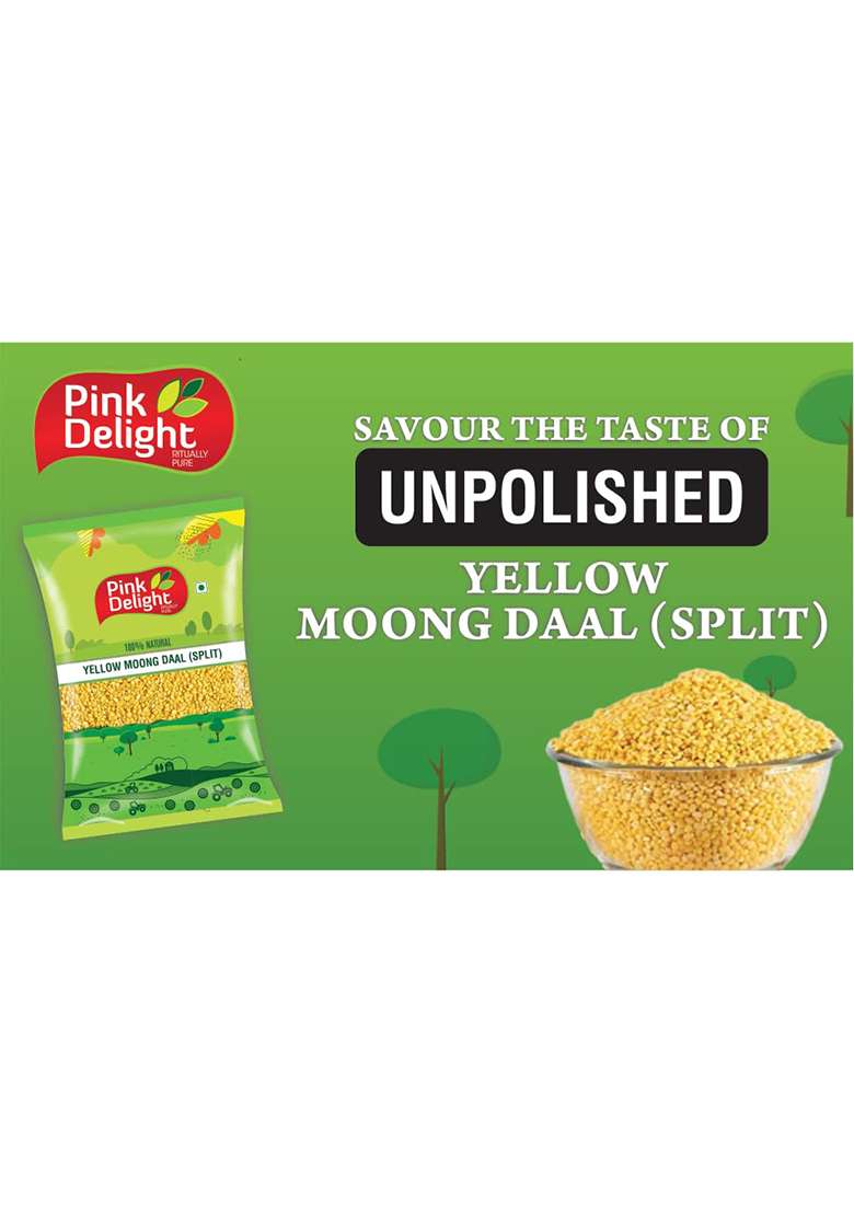 Pink Delight Premium Moong Yellow Daal | Split | 100% Dry And Unpolished | Moong Dhuli Daal | Moong Mogar | Washed | 500 Gm Pack - Indya