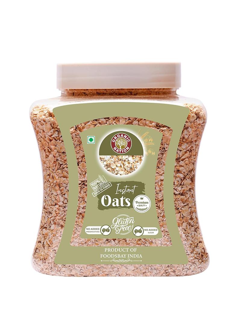 Organic Nation Instant Oats 600G | Whole Grain | High Protein & Fibre | Gluten-Free | Healthy Breakfast | Ideal For Overnight Oats, Smoothies & Baking | Vegan & Natural