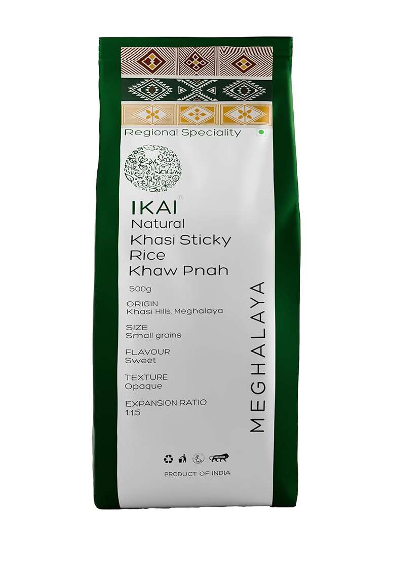 Ikai Natural Khasi Sticky Rice 500Gm Unpolished Traditional Rice From Meghalaya | Heritage Supergrain Naturally Grown - Indya