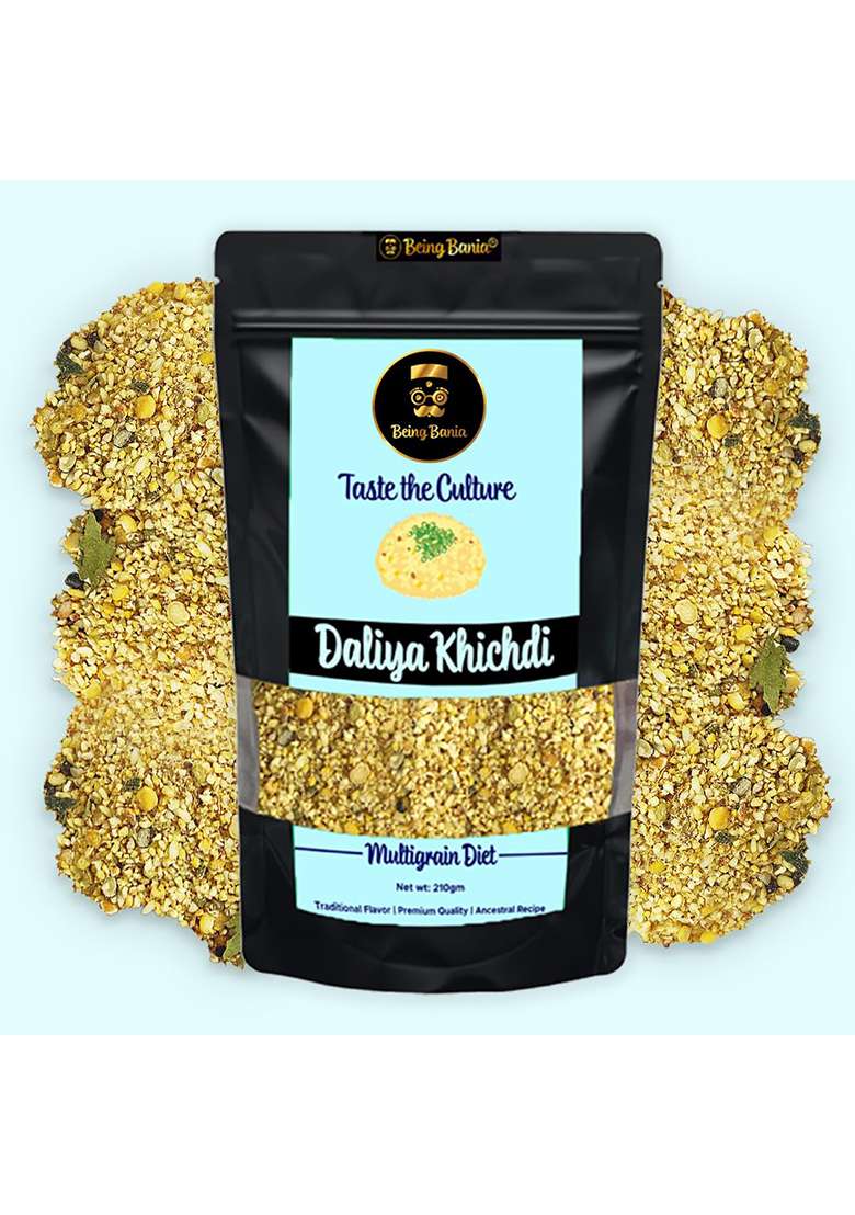 Being Bania Premium Multigrain Daliya With No Wheat | 100% Natural | High Fiber With Rolled Oats Sorghum And 8+ Grains | Healthy Dalia Khichdi | Diet Food, 210 Gram - Indya