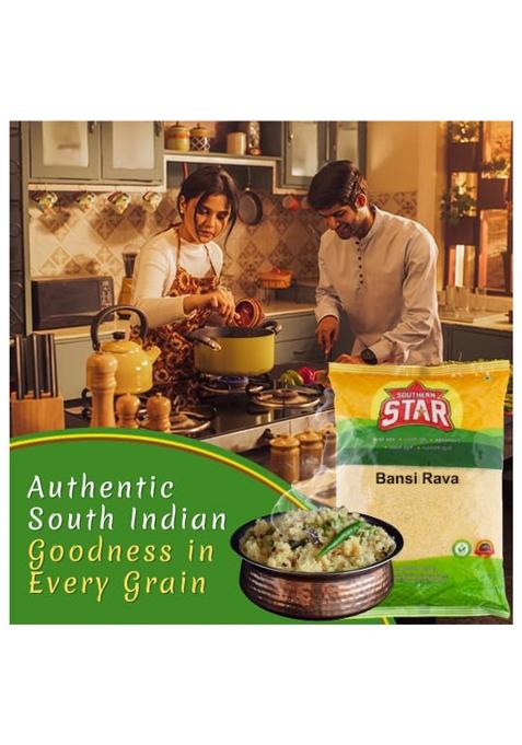 Southern Star Bansi Rava/Rawa (Sooji/Suji) 900G | Daradara Rava | Korakara Ravai Premium Coarse Semolina For Upma, Rava Idli, Halwa & Dosa For Indian Breakfast | Organic & Stone-Free Durum Wheat Sooji