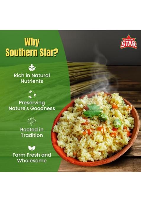 Southern Star Bansi Rava/Rawa (Sooji/Suji) 900G | Daradara Rava | Korakara Ravai Premium Coarse Semolina For Upma, Rava Idli, Halwa & Dosa For Indian Breakfast | Organic & Stone-Free Durum Wheat Sooji