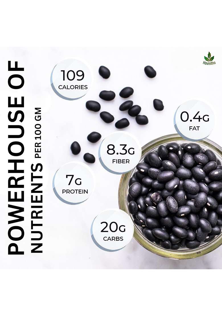 Havintha Natural Black Beans | Black Soybeans - 250 Gm - Indya