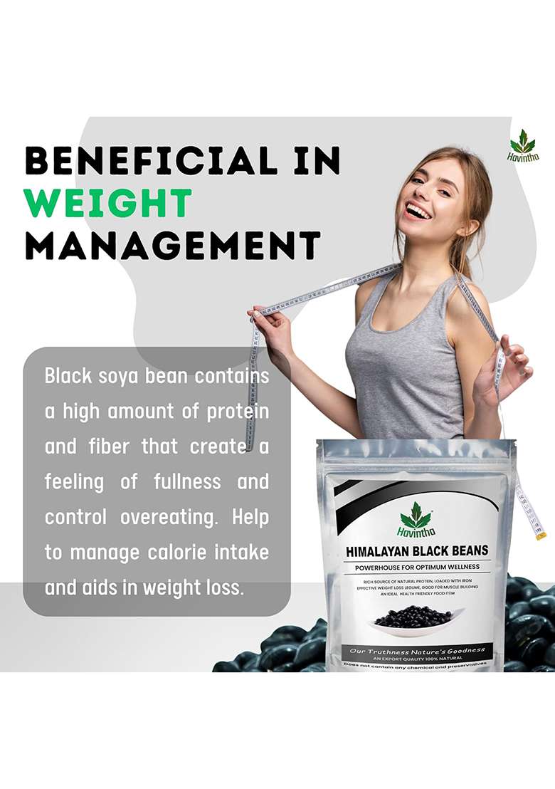 Havintha Natural Black Beans | Black Soybeans - 250 Gm - Indya
