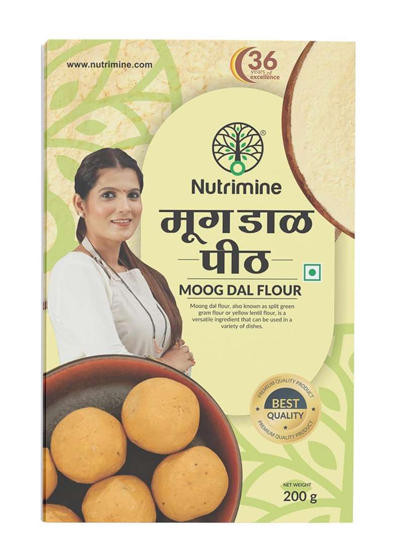 Nutrimine Moong Dal Flour 200G | Ready Flour | No Artificial Flavours, Colours & Preservatives (200G Pack Of 1) - Indya