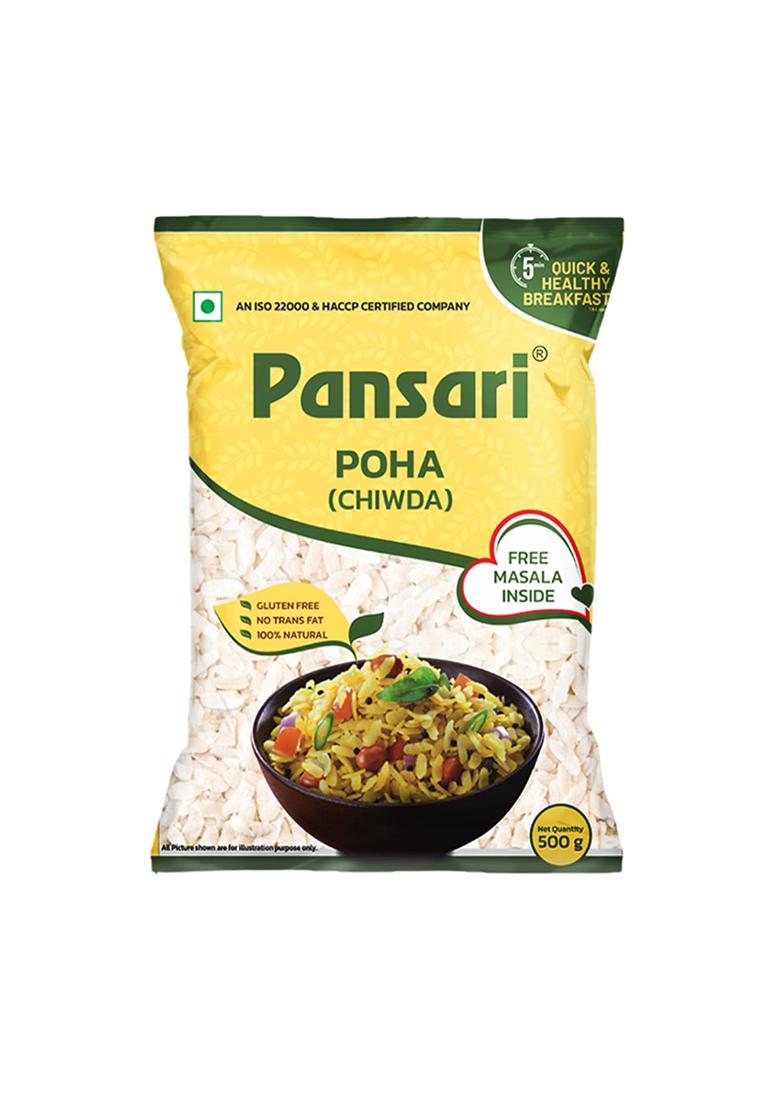 Pansari Thick Poha/Chiwda With Free Masala 500G (500G (Pack Of 3))