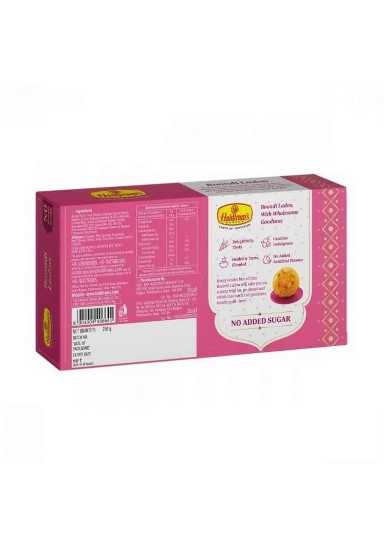 Haldirams Boondi Ladoo-No Added Sugar (250 G) - Indya
