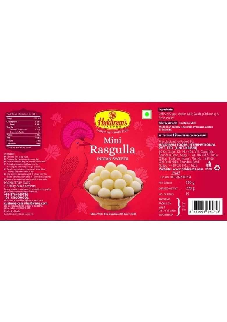 Haldirams Mini Rasgulla (500 G) - Indya