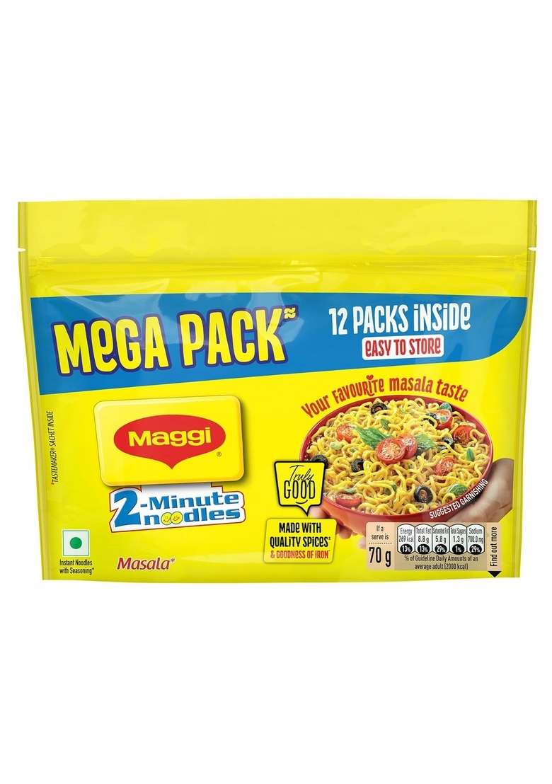 Maggi 2-Minute Masala Instant Noodles | 840/900g (Pack of 12) - Indya