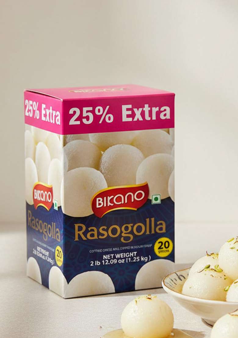 Bikano Rasogolla, 1kg (with 25% Extra) - Indya