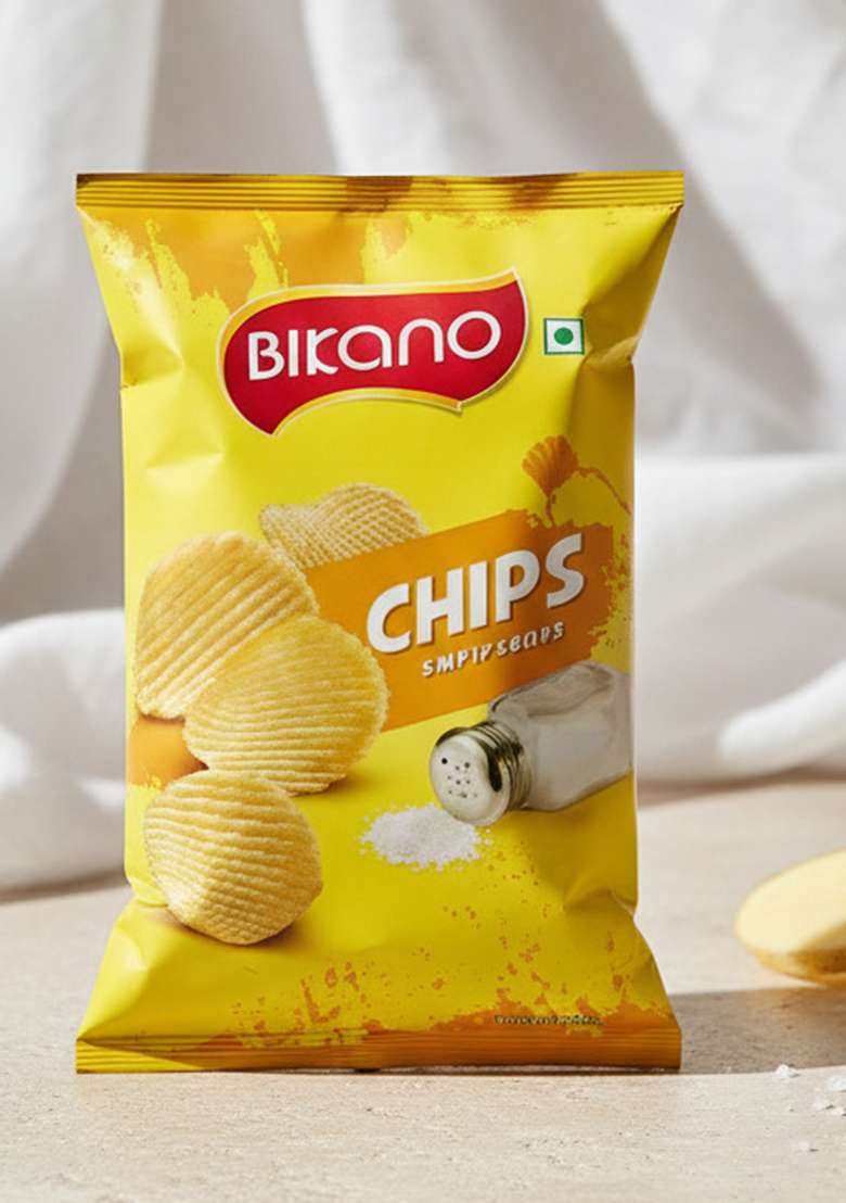 Bikano Chips Simply Salted – Classic Lightly Salted Chips | 75g (Pack of 8) - Indya