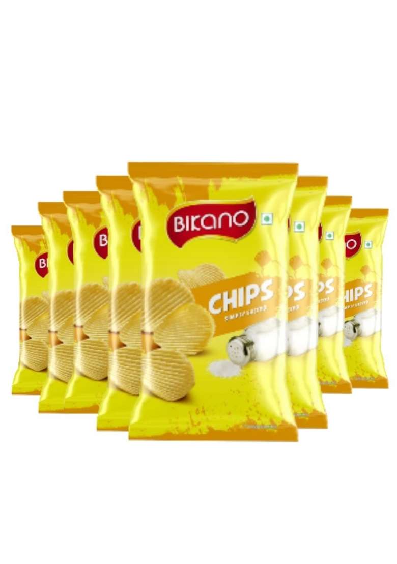 Bikano Chips Simply Salted – Classic Lightly Salted Chips | 75g (Pack of 8) - Indya