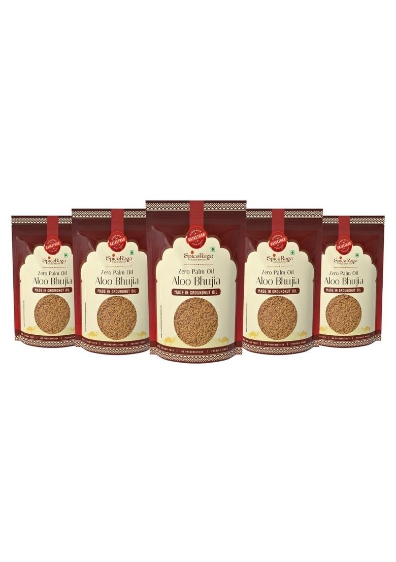 Spiceraga Aloo Bhujia – Pure Groundnut Oil Spicy Snack | Pack of 5 (160g Each)