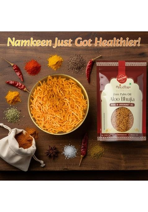 Spiceraga Aloo Bhujia – Pure Groundnut Oil Spicy Snack | Pack of 5 (160g Each)