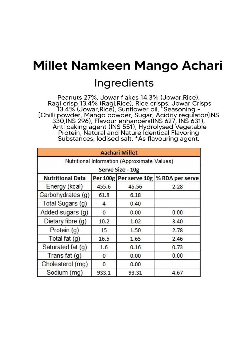 Eat Better Co Millet Namkeen Mango Achari Chatpata – Roasted Healthy Snack | Pack of Two (200g)